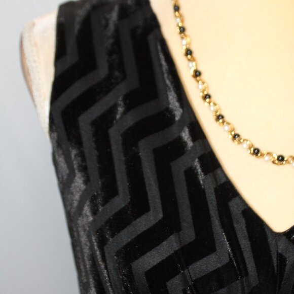 Lane Bryant Crushed Velvet Chevron Black Sleeveless Dress - Picture 3 of 14